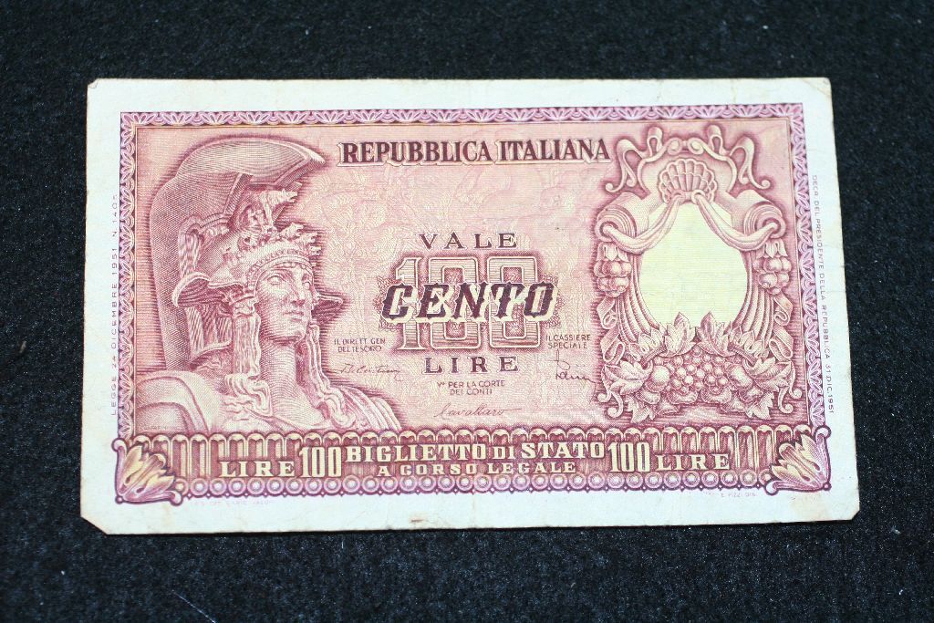 1951 Italy 100 Cento Lire Foreign Bank Note