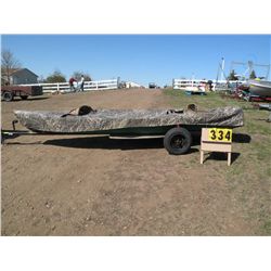 2 seat Canoe w/paddles, seats, camo cover, & trailer