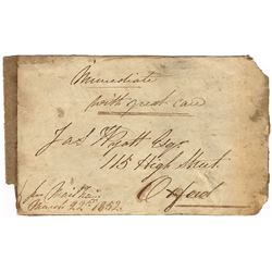 19th-20th Century: Mixed ephemera collection including 1852 Mayor of Oxford signature