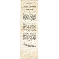 1849 (21 March) Handbill notice of the execution of 'James Commins' at Roscommon for the murder of M