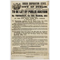 1882-85: Dublin Corporation property auctions advertisement posters
