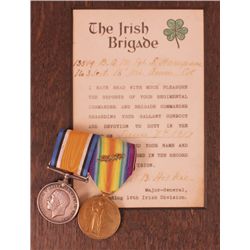 1914-1918: 16th (Irish) Division medal group including commendation parchments