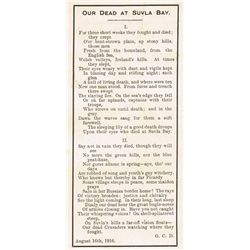 1916 (16 August) Royal Dublin Fusiliers Gallipoli poem handbill by "G.C.D."