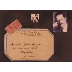 Lucia Joyce handwritten postal label