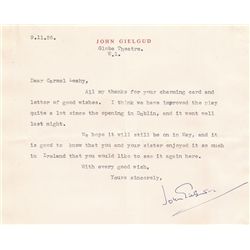 John Gielgud signed letters, photographs and programmes collection