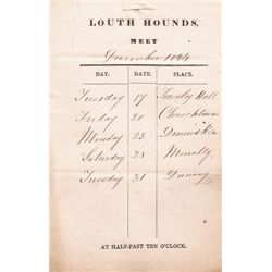 1844 (December) Louth Hounds Meet notification letter