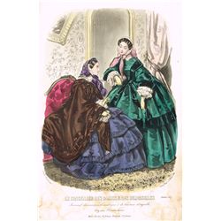 19th Century: Album of La Mode coloured fashion engravings (28) plus indian watercolour and others