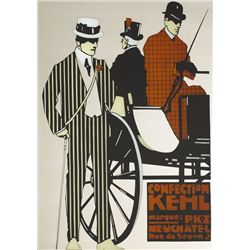 1908: Swiss "Confection Kehl" gentleman's clothing advertisement mirror