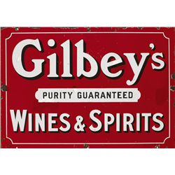 20th Century: Gilbey's Wine and Spirits enamel advertisement sign