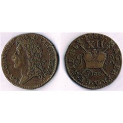 James II 'Gunmoney' shillings, 1689.