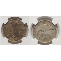 Florin, 1943. The rarest date 20th century Irish silver coin.