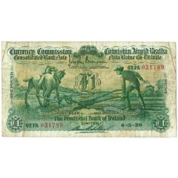 Currency Commission Consolidated Banknote 'Ploughman' Provincial Bank of Ireland One Pound, 6-5-29