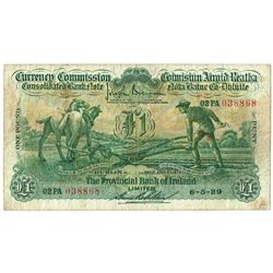 Currency Commission Consolidated Banknote 'Ploughman' Provincial Bank of Ireland One Pound, 6-5-29