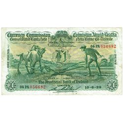 Currency Commission Consolidated Banknote 'Ploughman' Provincial Bank of Ireland, One Pound, 10-6-29