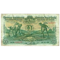 Currency Commission Consolidated Banknote 'Ploughman' Provincial Bank of Ireland One Pound, 10-6-29