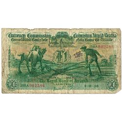 Currency Commission Consolidated Banknote 'Ploughman' Royal Bank of Ireland One Pound, 9-8-38