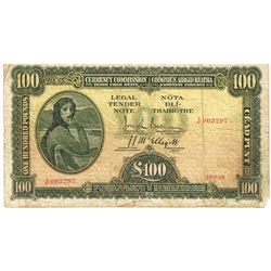 Currency Commission 'Lady Lavery' One Hundred Pounds, 10-9-28.