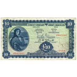 Currency Commission 'Lady Lavery' Ten Pounds 27-10-38.