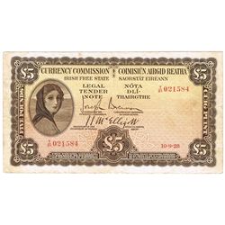 Currency Commission 'Lady Lavery' Five Pounds, 10-9-28.