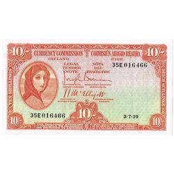 Currency Commission 'Lady Lavery' Ten Shillings 4-3-39 and 3-7-39.