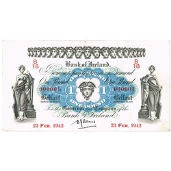 Northern Ireland. Bank of Ireland One Pound, 23 Feb. 1942