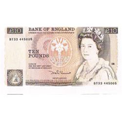 Great Britain. QEII Banknote errors: miscut Twenty Pounds and Ten Pounds.