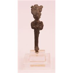 c600BC: Egyptian bronze figure of Osiris