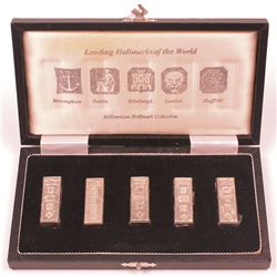 2000: Cased set of 'Millennium Hallmarks of the World' silver ingots