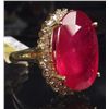 Image 3 : 14K GOLD RUBY AND DIAMOND RING - SIZE 6.75