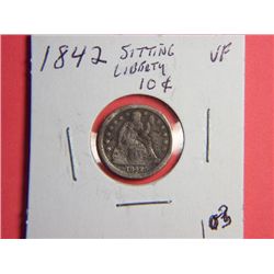 1842 SITTING LIBERTY DIME