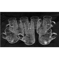 10 etched  Floral  mugs