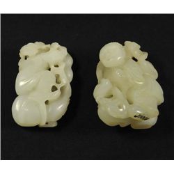 2 carved jade figures