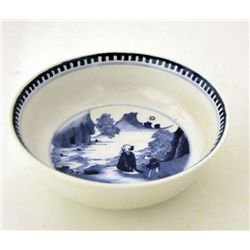 Blue & white Chinese porcelain scenic bowl
