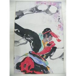 3 unframed Chinese watercolors