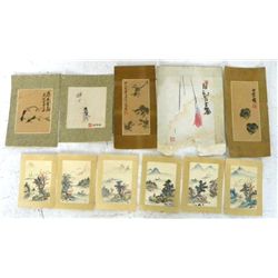 11 unframed Chinese watercolors on paper