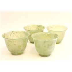 4 green jade cups