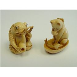 2 bone objects "Cat" & "Frog"
