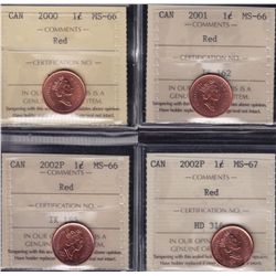 Lot of Sixteen ICCS Graded One Cents