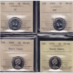Lot of Seven ICCS Graded Five Cents