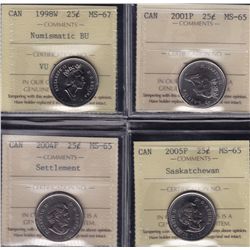 Lot of Eight ICCS Graded Twenty Five Cents
