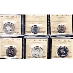 Lot of Six ICCS Graded Coins