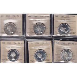 Lot of Six ICCS Graded Fifty Cent