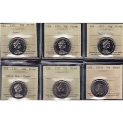 Lot of Ten ICCS Graded Fifty Cent
