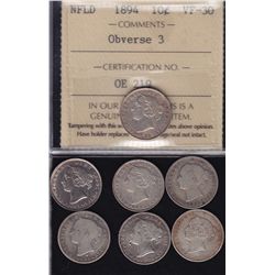 Lot of Seven Newfoundland Ten Cent