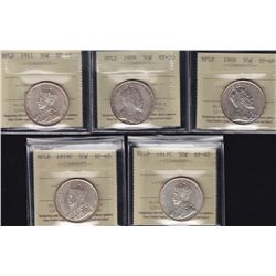 Lot of Five Newfoundland Fifty Cent