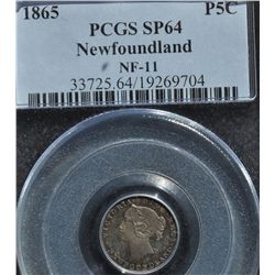1865 Newfoundland Five Cent Specimen Pattern