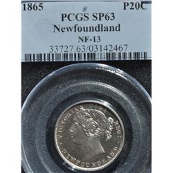 1865 Newfoundland Twenty Cent Pattern