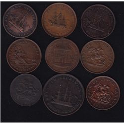 Lot of 9 Pre-Confederation Tokens