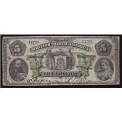 1886 Bank of British North America $5