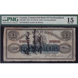 1874 Commercial Bank of Newfoundland £1